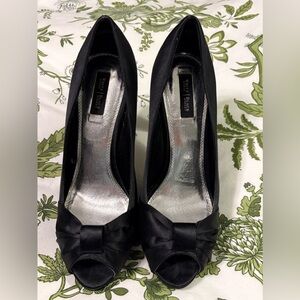 White House Black Market Black Satin Heels